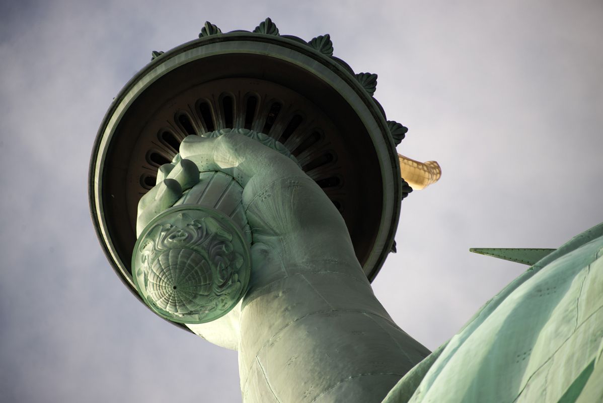 07-05 Statue Of Liberty Holding The Torch Close Up From Pedestal Directly Below